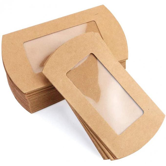 Açık Pencere Kurabiye Yastık Kutusu Özel Tasarımlı Paketleme ve Ağır Güçlü Kraft Kağıdı 1