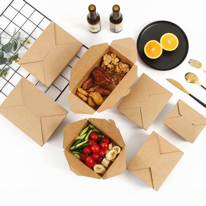 Yemek Paketleme Kraft Kağıdı Salata Meyve Kutusu PET Pencere Baskı UV Kaplama 9