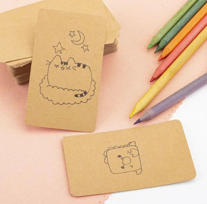 Kağıt Boş Kraft Kartvizitler DIY Grafiti Kartvizitler Kelimeler Hafıza Kartı 2